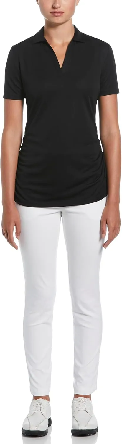 Grand Slam Women's Solid Short Sleeve Golf Polo Shirt, Breathable Mesh Fabric, Flattering Silhouette, Golf Shirts for Women