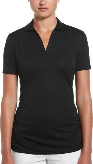 Grand Slam Women's Solid Short Sleeve Golf Polo Shirt, Breathable Mesh Fabric, Flattering Silhouette, Golf Shirts for Women