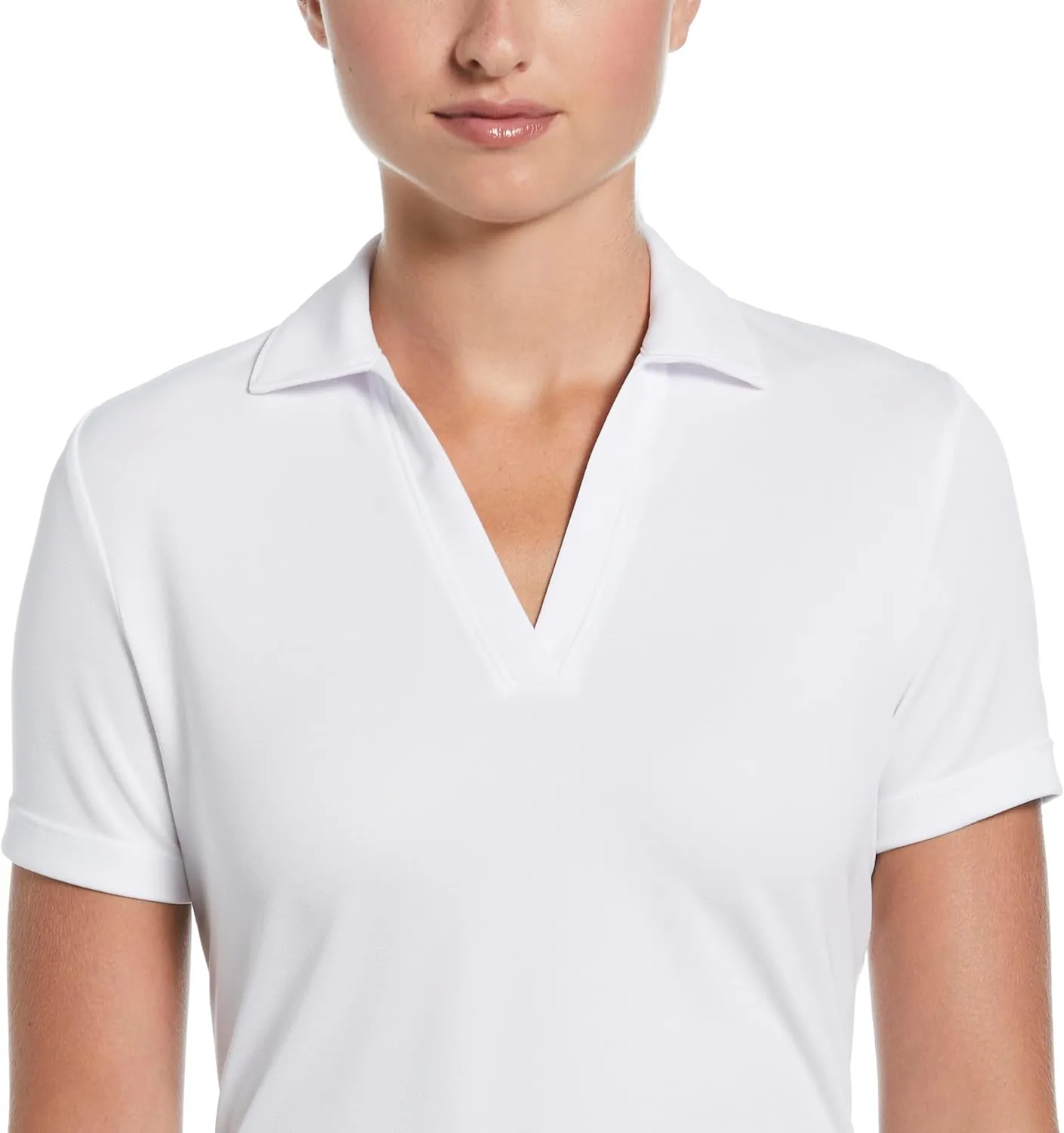 Grand Slam Women's Solid Short Sleeve Golf Polo Shirt, Breathable Mesh Fabric, Flattering Silhouette, Golf Shirts for Women