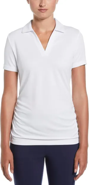 Grand Slam Women's Solid Short Sleeve Golf Polo Shirt, Breathable Mesh Fabric, Flattering Silhouette, Golf Shirts for Women