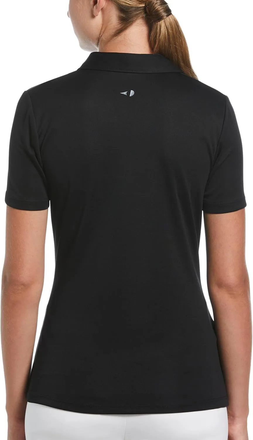 Grand Slam Women's Solid Short Sleeve Golf Polo Shirt, Breathable Mesh Fabric, Flattering Silhouette, Golf Shirts for Women