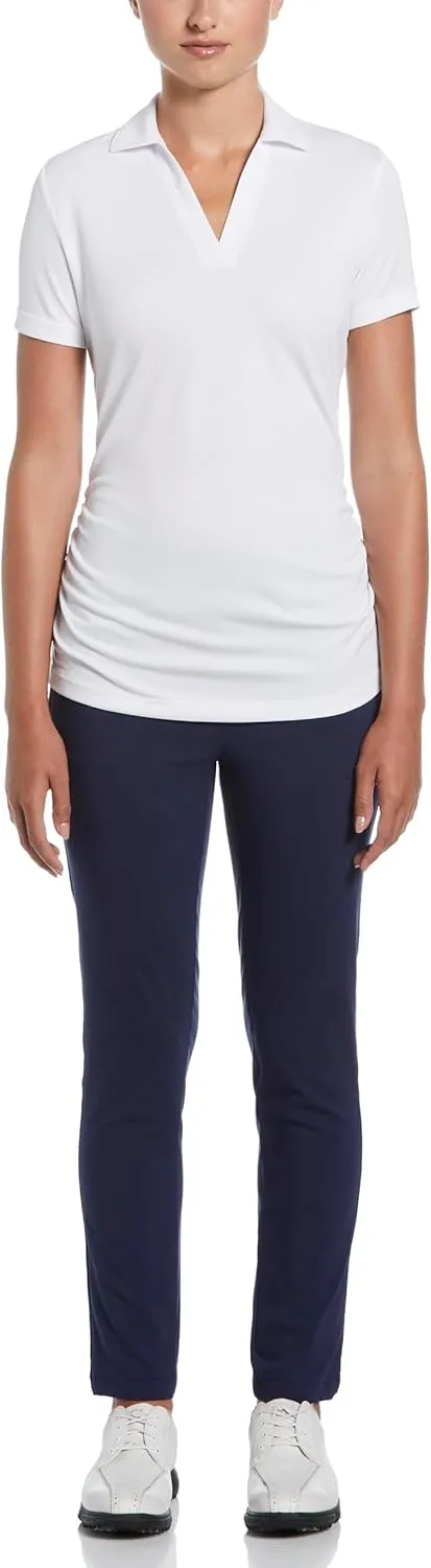 Grand Slam Women's Solid Short Sleeve Golf Polo Shirt, Breathable Mesh Fabric, Flattering Silhouette, Golf Shirts for Women