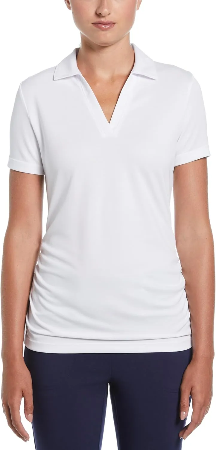 Grand Slam Women's Solid Short Sleeve Golf Polo Shirt, Breathable Mesh Fabric, Flattering Silhouette, Golf Shirts for Women