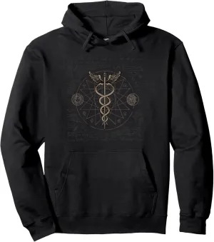 Greek Messenger God Hermes / The Caduceus Pullover Hoodie