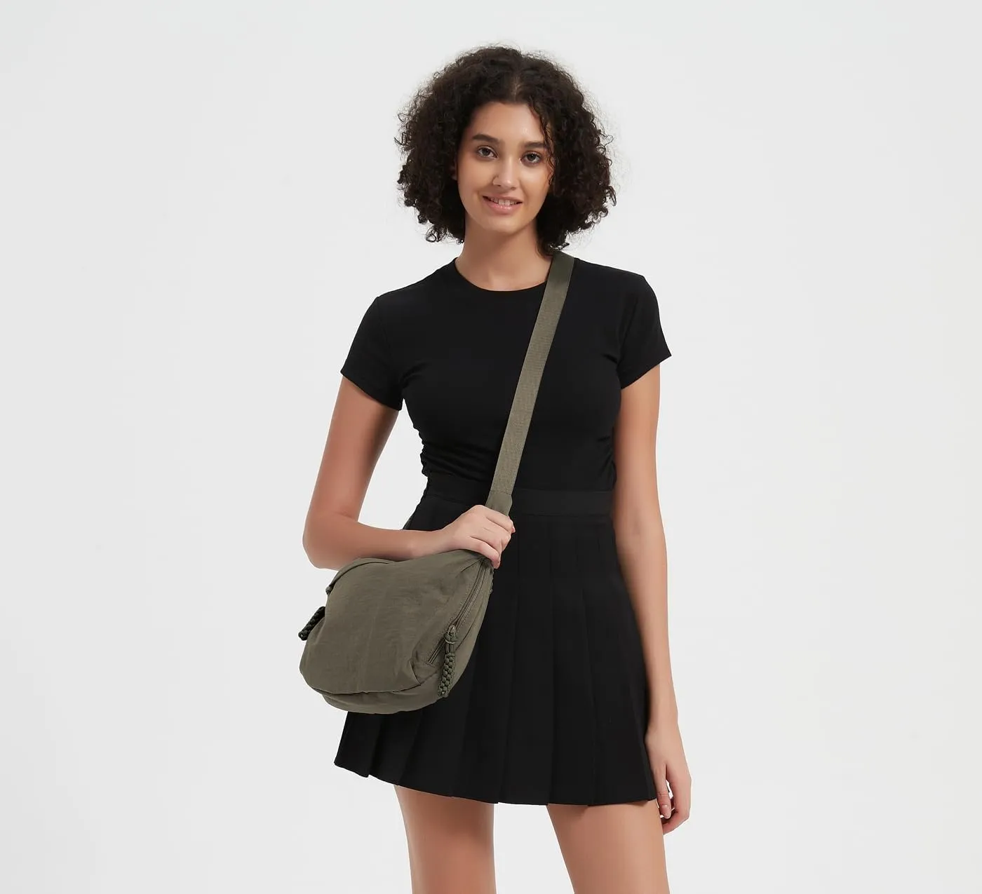 GRPKSSIB Nylon Crescent Bag Hobo Crossbody Bags Casual Sling Bag Slouchy Shoulder Bags Travel Messenger Bag for Women Men