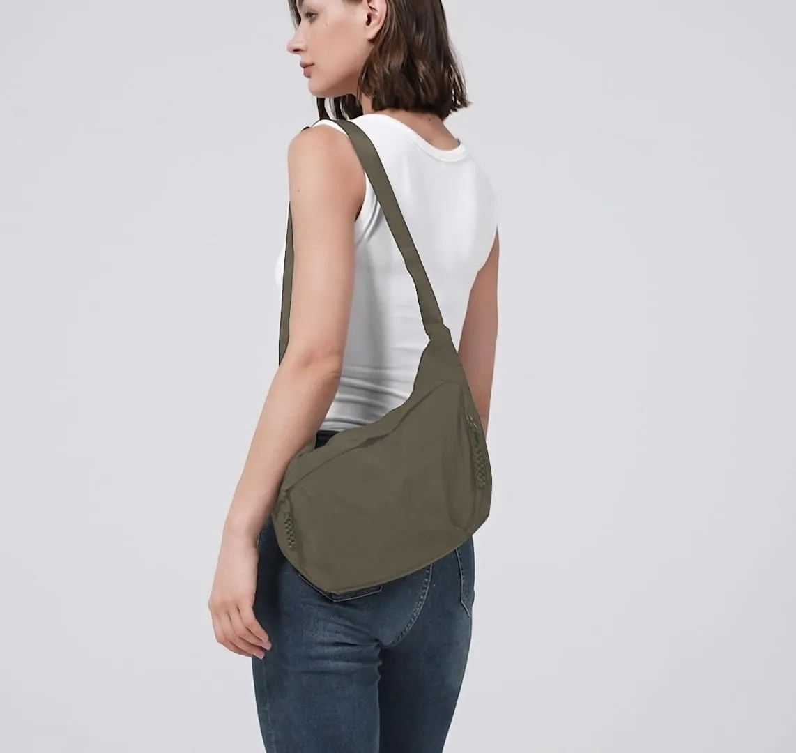 GRPKSSIB Nylon Crescent Bag Hobo Crossbody Bags Casual Sling Bag Slouchy Shoulder Bags Travel Messenger Bag for Women Men