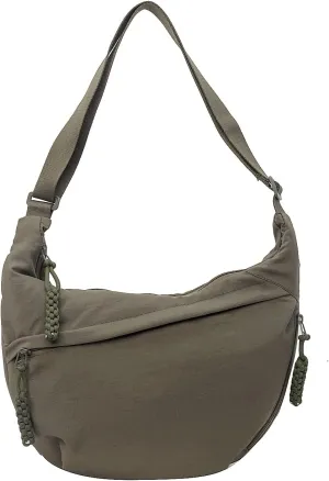 GRPKSSIB Nylon Crescent Bag Hobo Crossbody Bags Casual Sling Bag Slouchy Shoulder Bags Travel Messenger Bag for Women Men