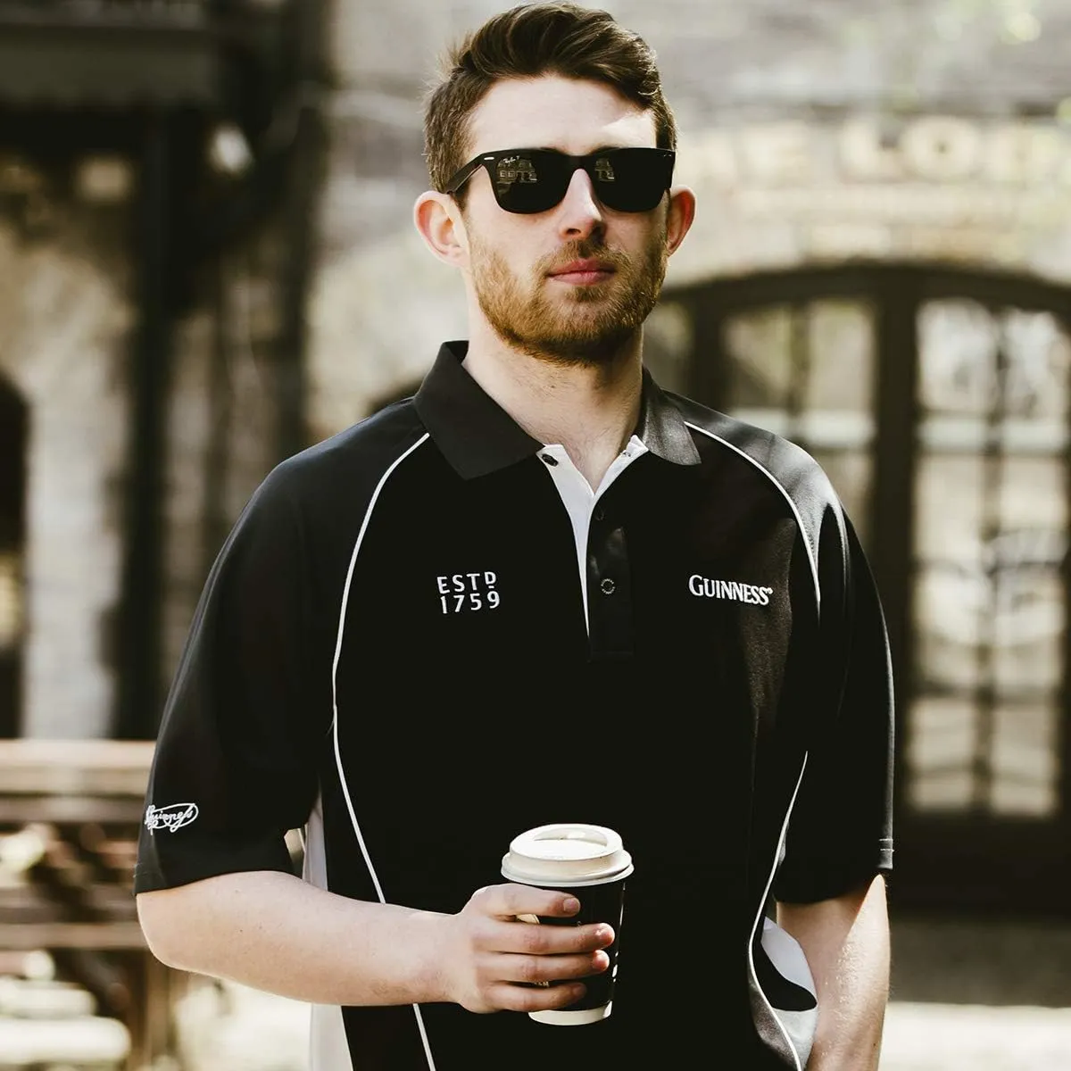 Guinness Performance Signature Golf Shirt Official Merchandise Polyester Paneled Sport Polo Shirt