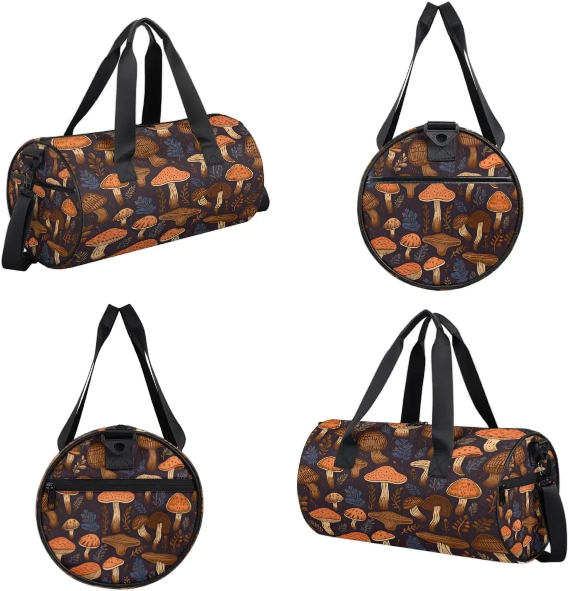 Gym Bags for Men Women Cute Mushrooms Printed Sports Duffel Bags Carry On Travel Duffle Bag with Detachable Adjustable Shoulder Strap Overnight Weekender Bag
