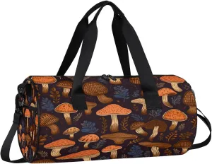 Gym Bags for Men Women Cute Mushrooms Printed Sports Duffel Bags Carry On Travel Duffle Bag with Detachable Adjustable Shoulder Strap Overnight Weekender Bag