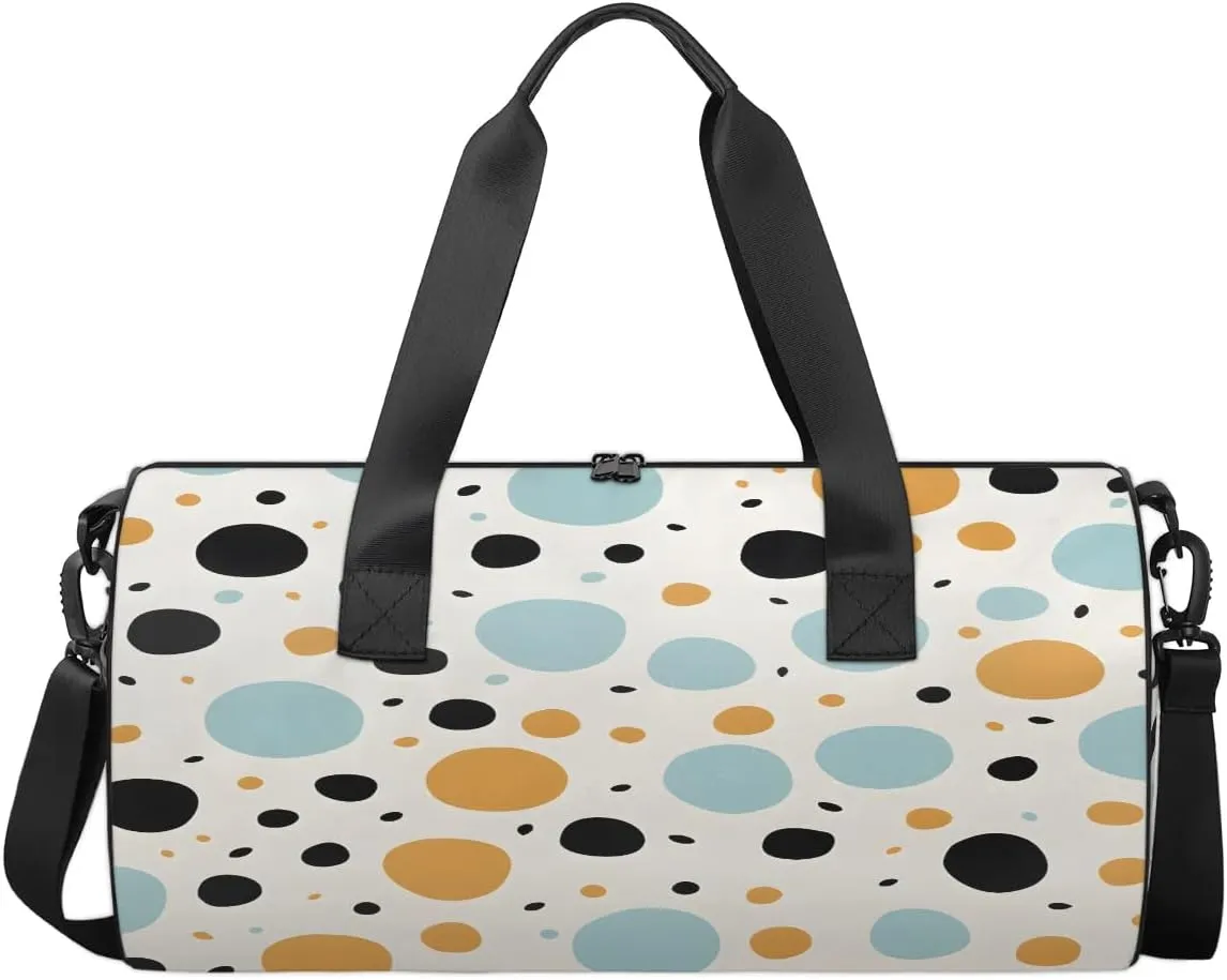 Gym Bags for Men Women Dots Theme Sports Duffel Bags Carry On Travel Duffle Bag with Detachable Adjustable Shoulder Strap Overnight Weekender Bag