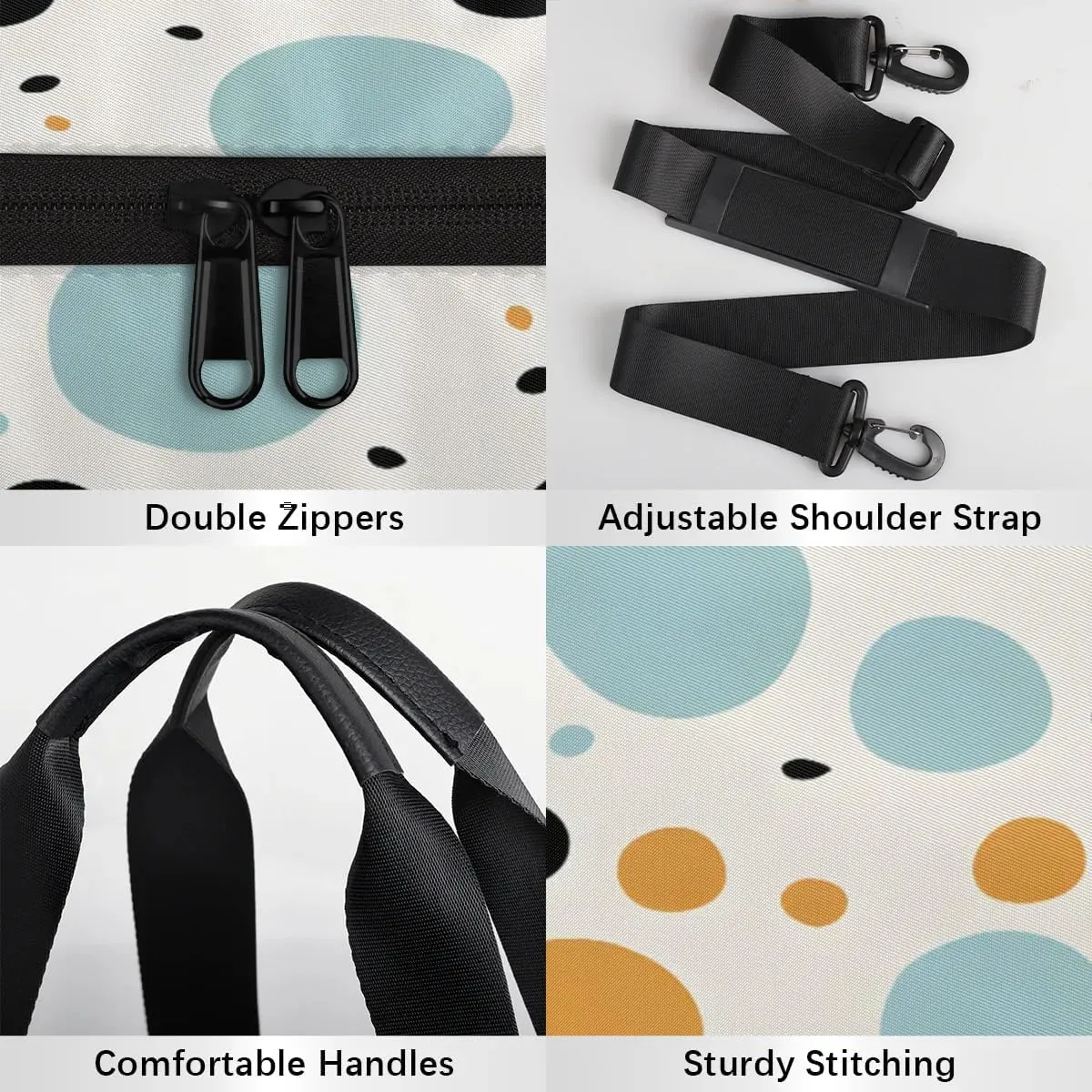Gym Bags for Men Women Dots Theme Sports Duffel Bags Carry On Travel Duffle Bag with Detachable Adjustable Shoulder Strap Overnight Weekender Bag