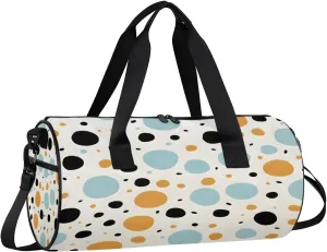 Gym Bags for Men Women Dots Theme Sports Duffel Bags Carry On Travel Duffle Bag with Detachable Adjustable Shoulder Strap Overnight Weekender Bag