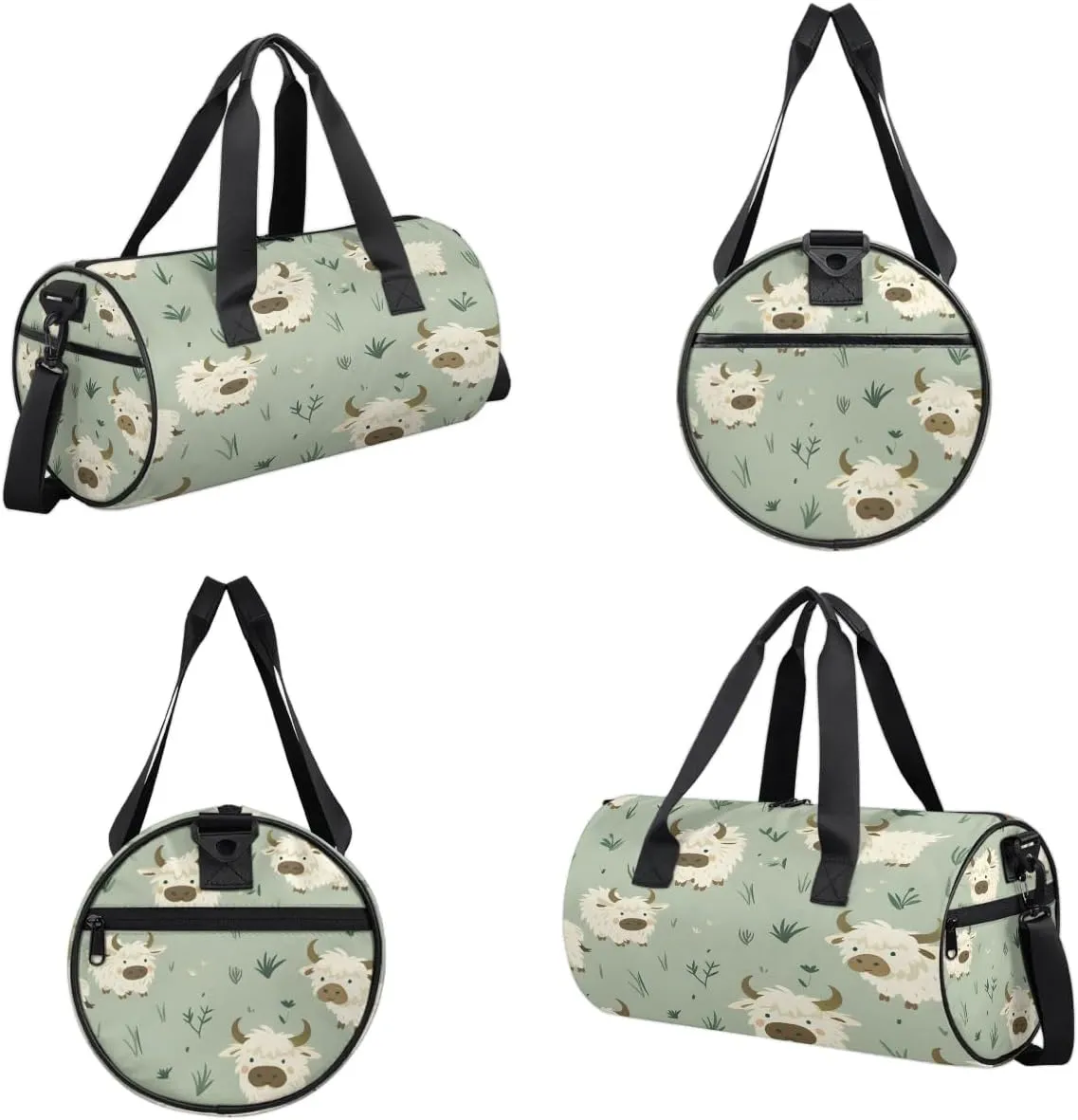 Gym Bags for Men Women Lovely Cattle Theme Sports Duffel Bags Carry On Travel Duffle Bag with Detachable Adjustable Shoulder Strap Overnight Weekender Bag