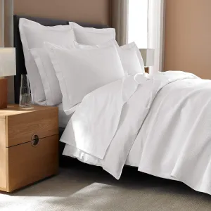 H by Frette Checkered Sateen H Bed Bundle (King) - Luxury All-White Bedding Bundle/Includes Pillowcases, Top Sheet, Fitted Sheet, Duvet Cover, Shams, Euro Shams, and Bedcover