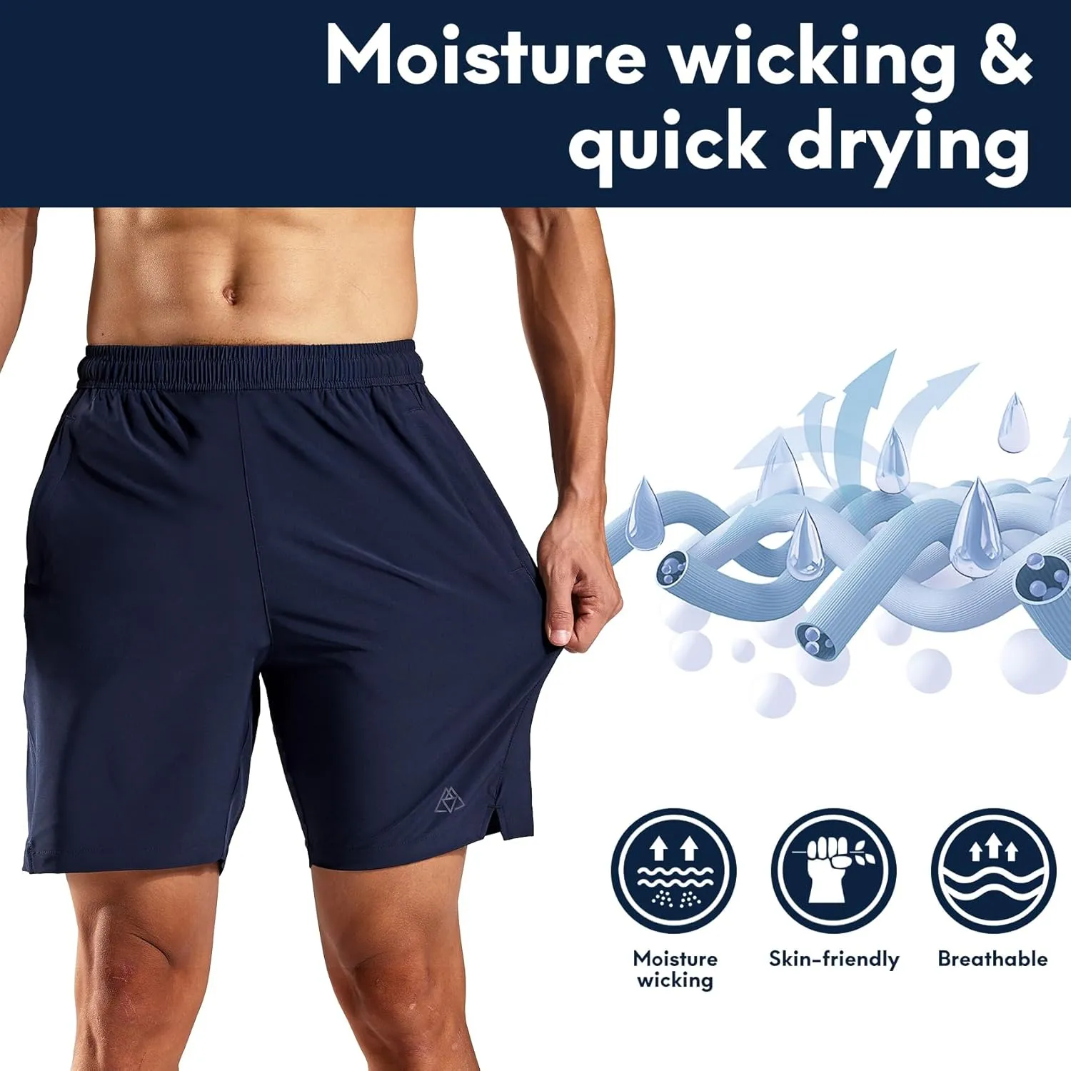 Haimont 7 Inch Athletic Running Shorts Men Dry Fit Lightweight Workout Shorts with Zipper Pockets No Liner, Quick Dry