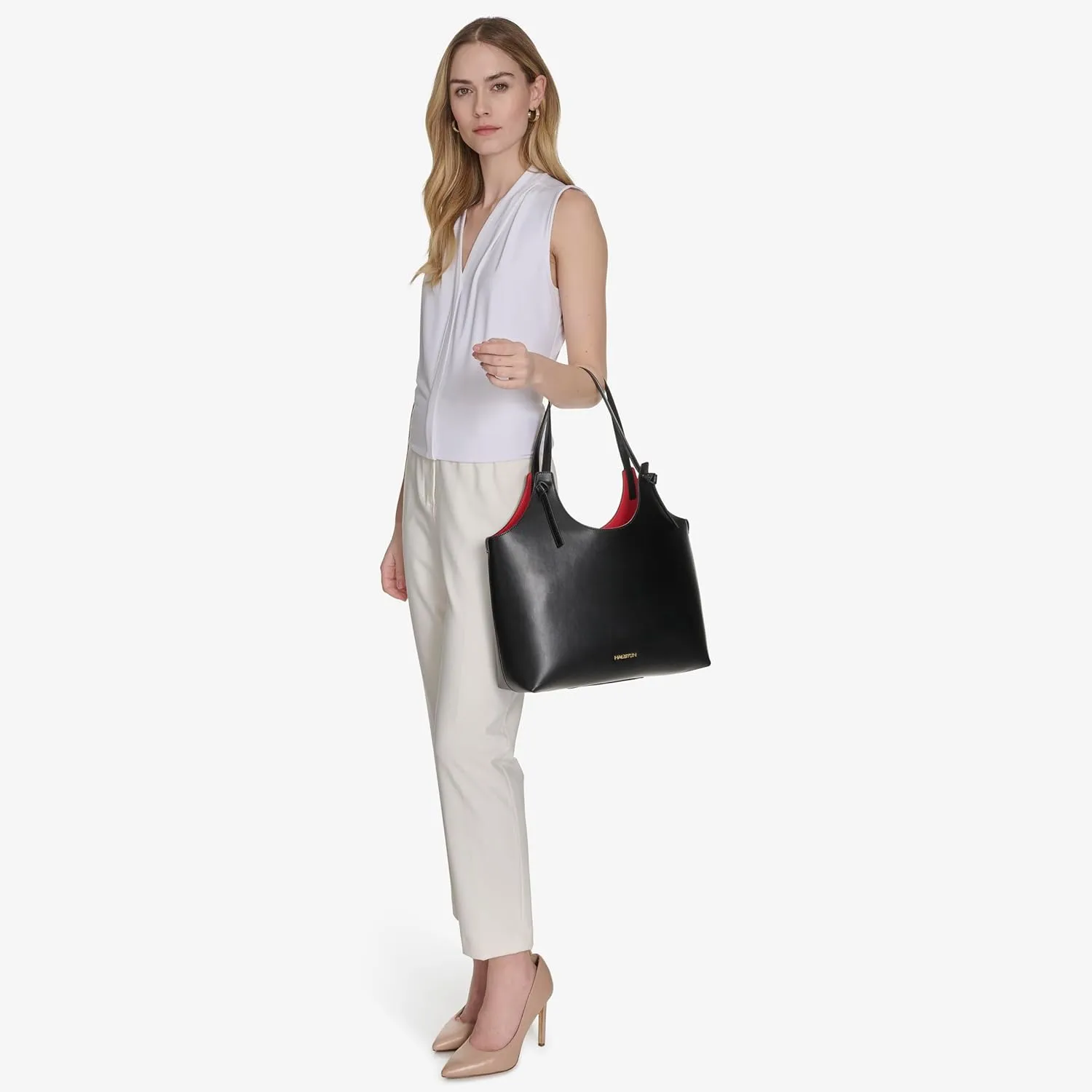 Halston Brooke Calf Magnetic Snap Tote