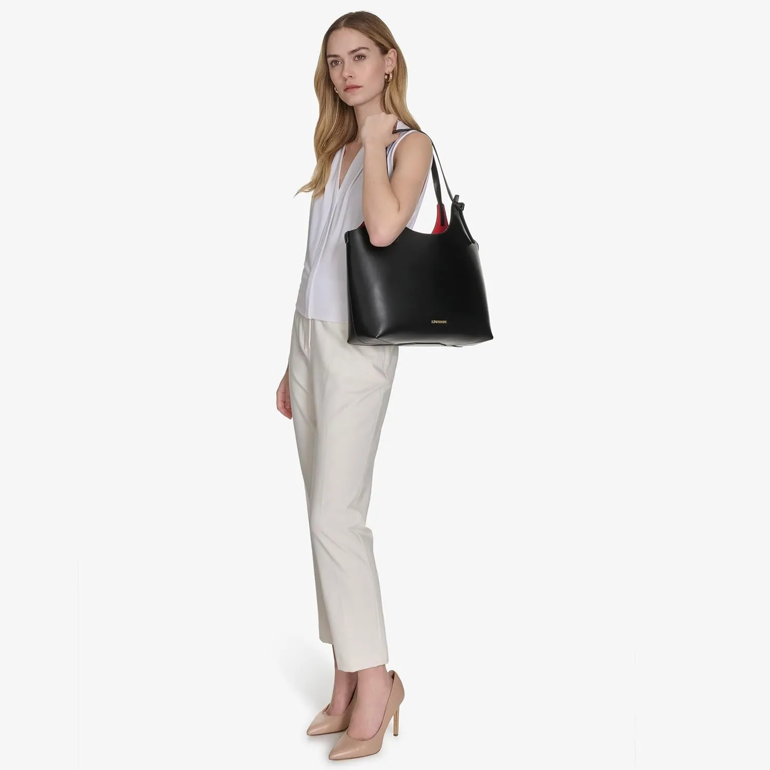 Halston Brooke Calf Magnetic Snap Tote