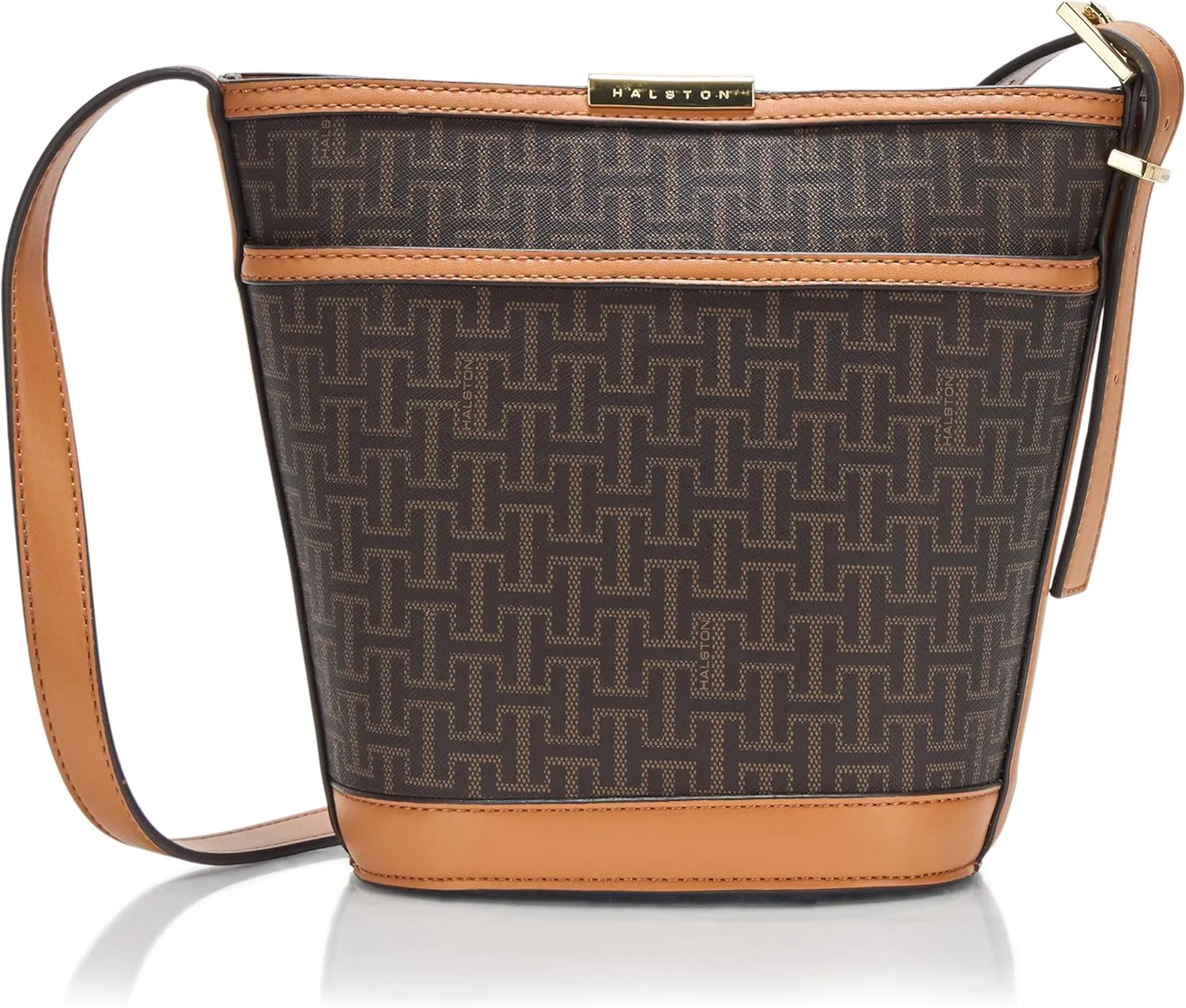 Halston Jagger Signature Logo Magnetic Snap Bucket