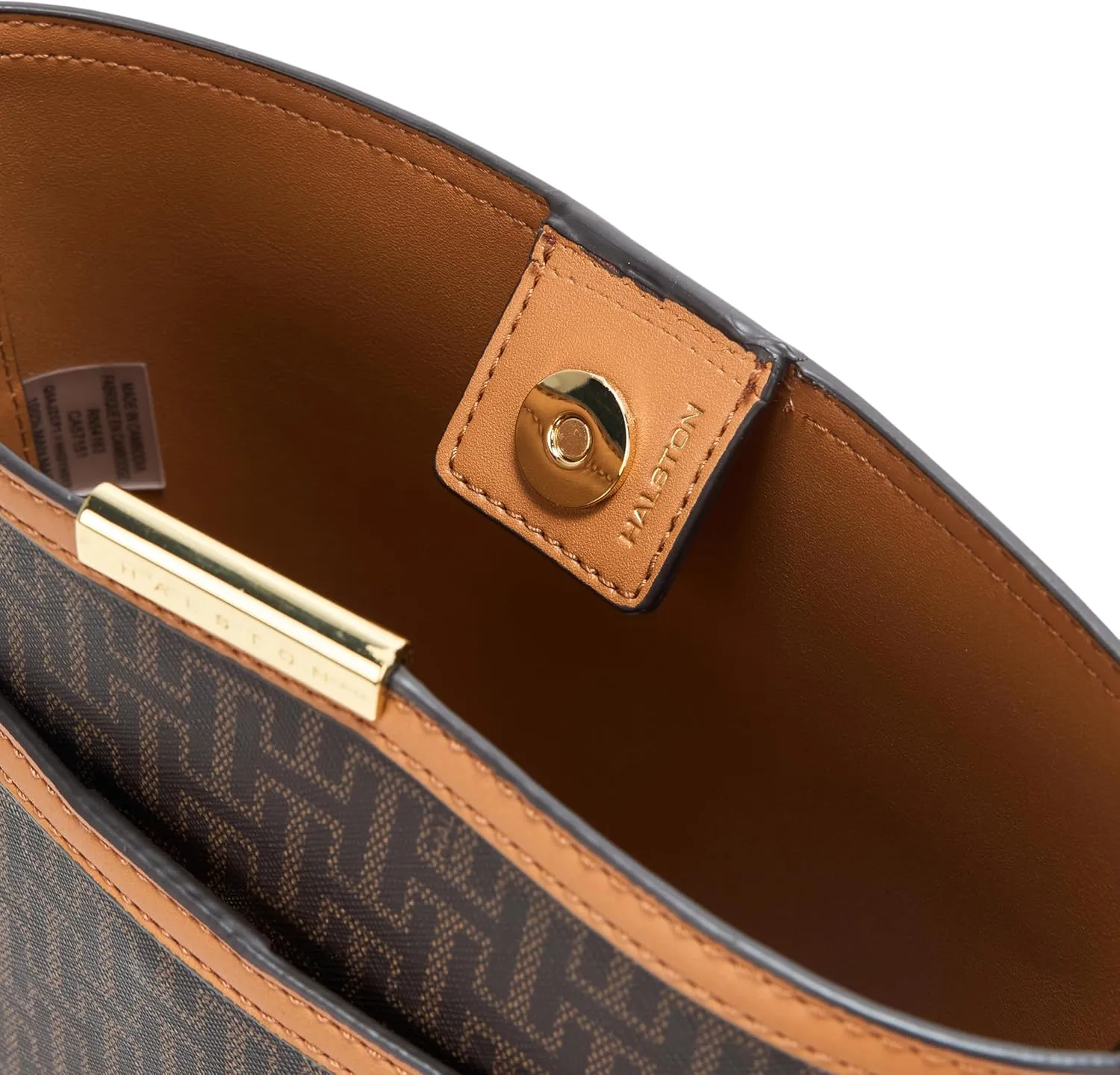 Halston Jagger Signature Logo Magnetic Snap Bucket