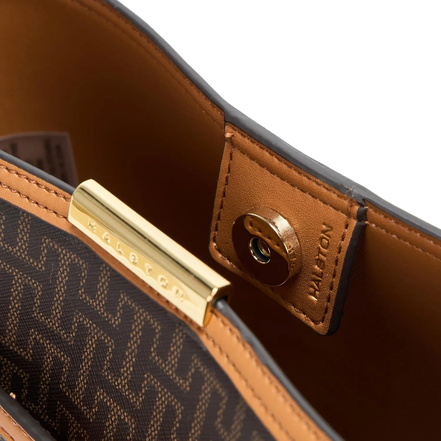 Halston Jagger Signature Logo Magnetic Snap Bucket