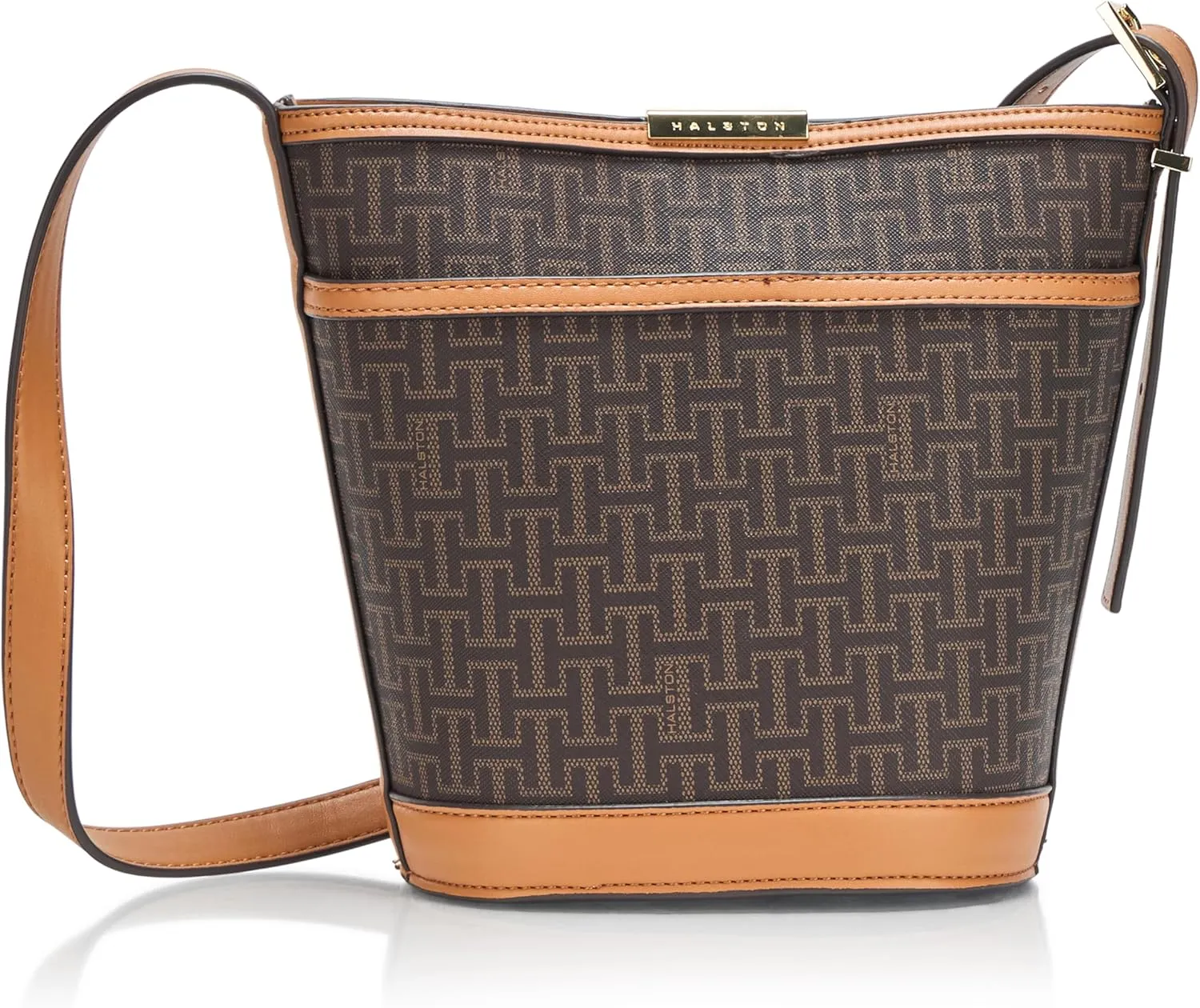 Halston Jagger Signature Logo Magnetic Snap Bucket