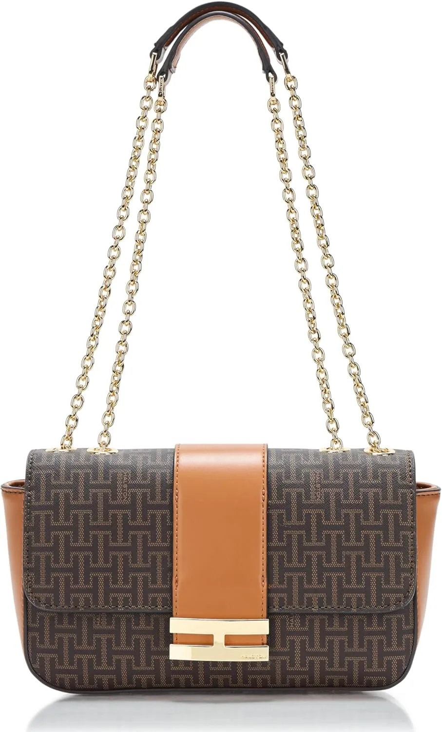 Halston Lizzy Signature Logo Magnetic Snap Shoulder