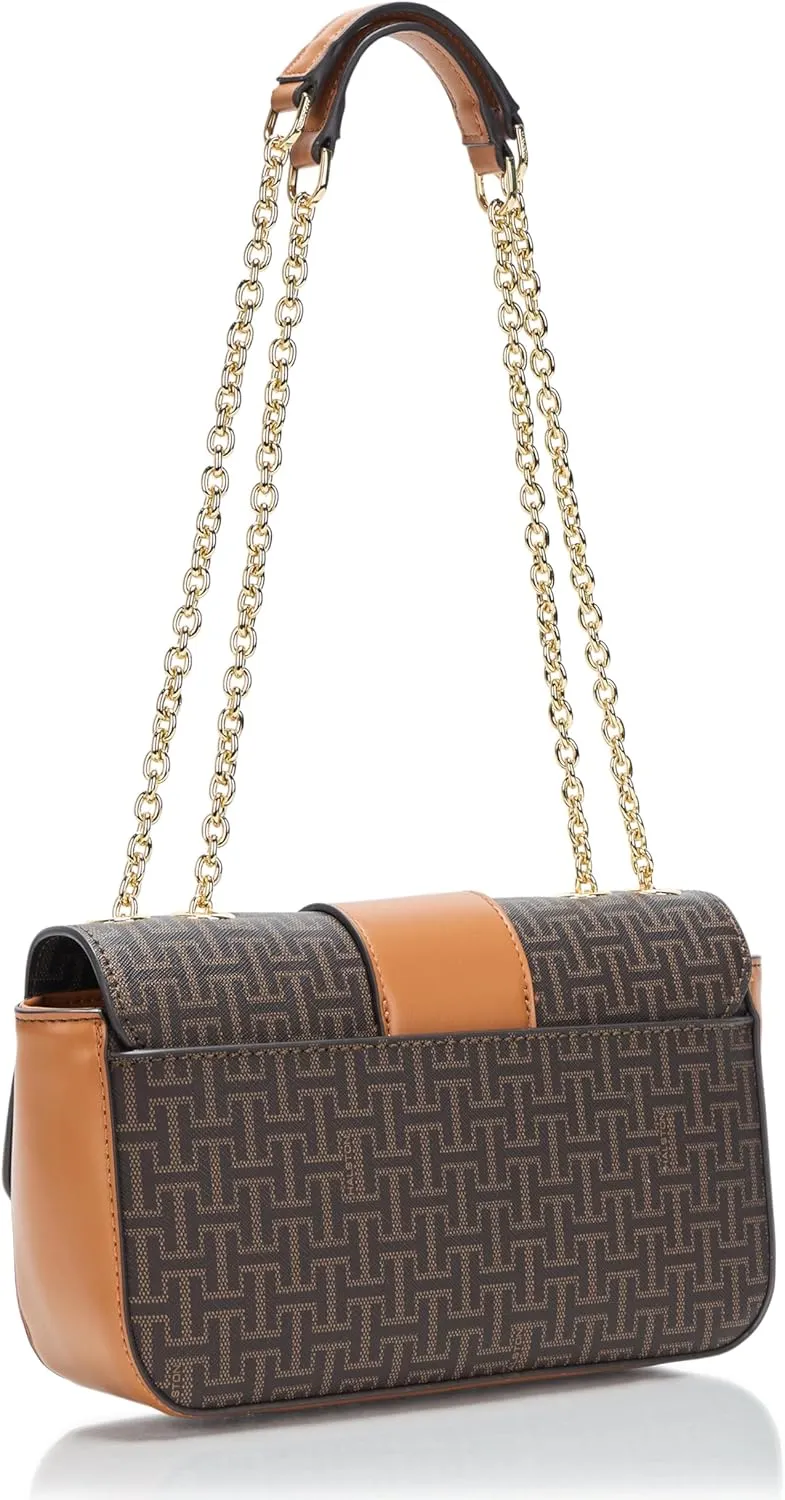 Halston Lizzy Signature Logo Magnetic Snap Shoulder
