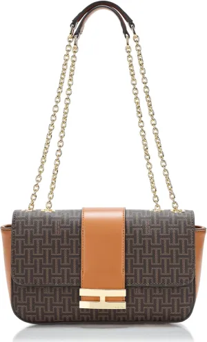 Halston Lizzy Signature Logo Magnetic Snap Shoulder