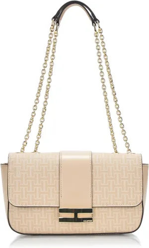 Halston Lizzy Signature Logo Magnetic Snap Shoulder