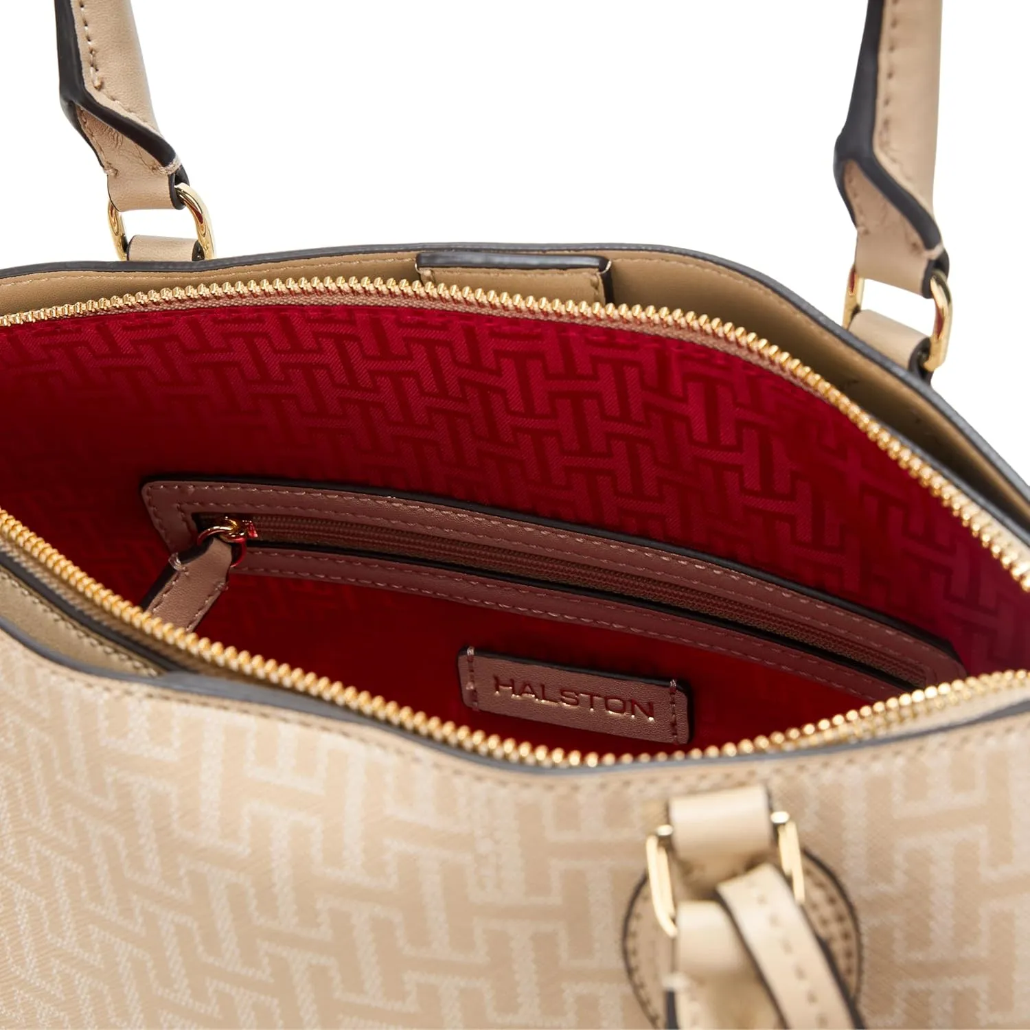 Halston Quincy Signature Logo Top Zip Tote