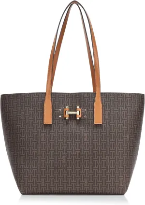Halston Tara Signature Logo Open Top Tote