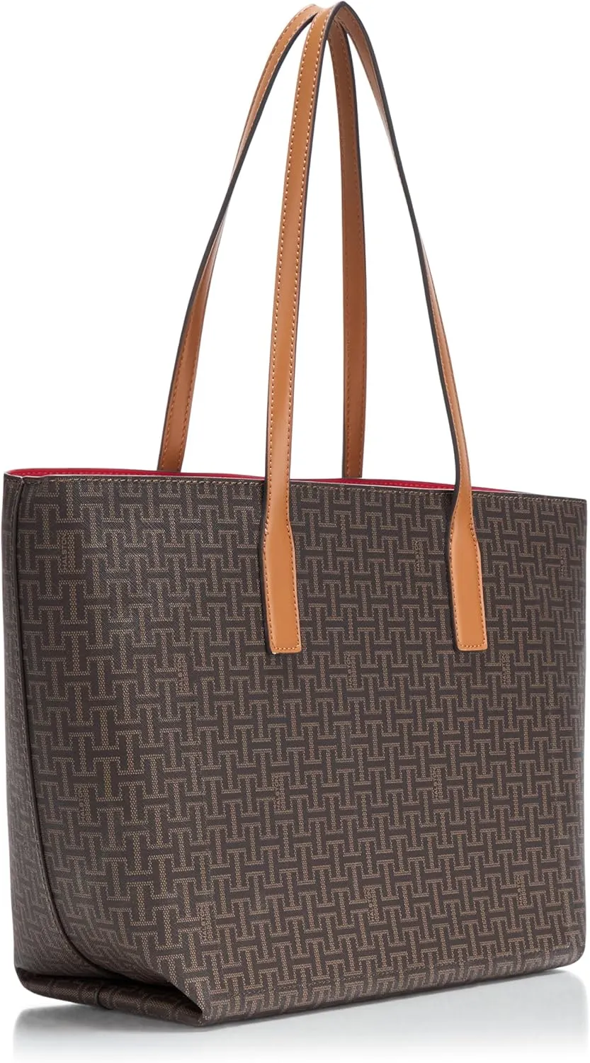 Halston Tara Signature Logo Open Top Tote