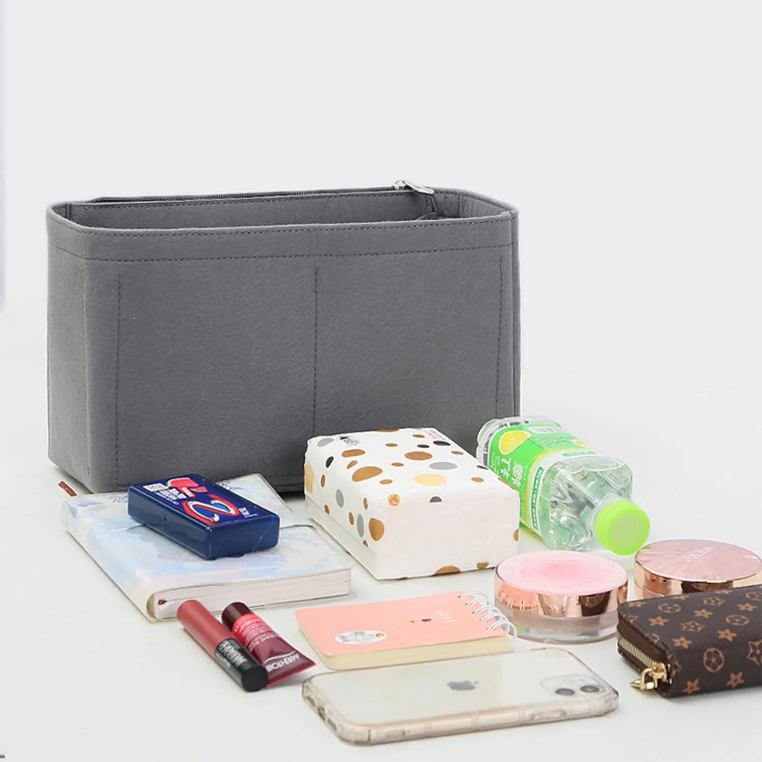 Handbag Purse Insert Organizer, Felt Purse Organizer With Zipper Pocks, Suitable for Crossbody Bags, Shoulder Bags, Handbags Bag Organizer (Dark Blue)
