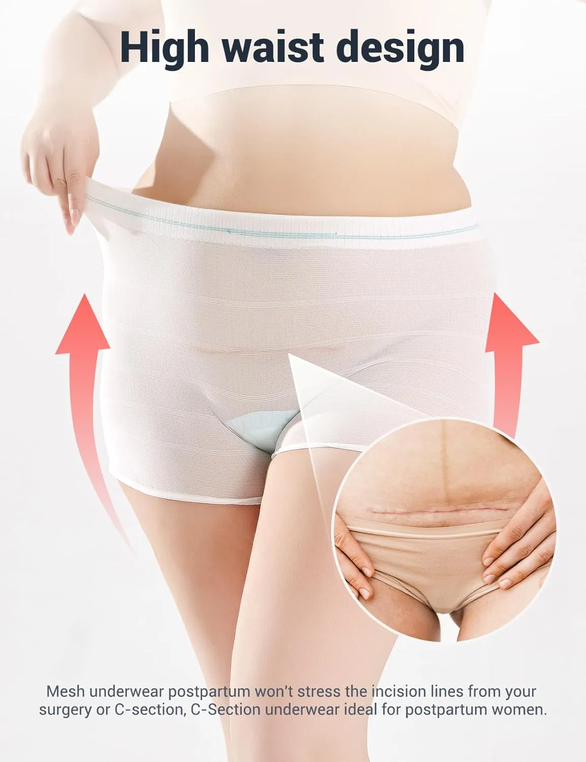 HANSILK Mesh Postpartum Underwear 6 Pack High Waist Reusable Post Bay C-Section Recovery Maternity Panties for Women Washable Mesh Panties (Large)