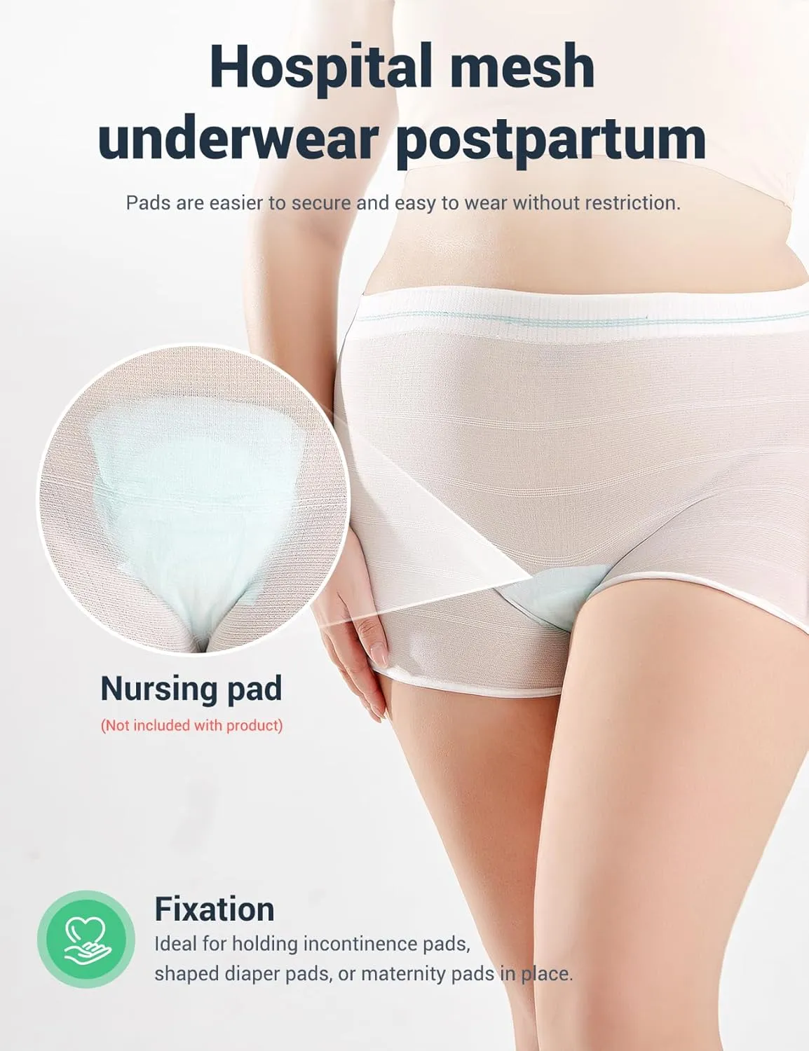 HANSILK Mesh Postpartum Underwear 6 Pack High Waist Reusable Post Bay C-Section Recovery Maternity Panties for Women Washable Mesh Panties (Large)