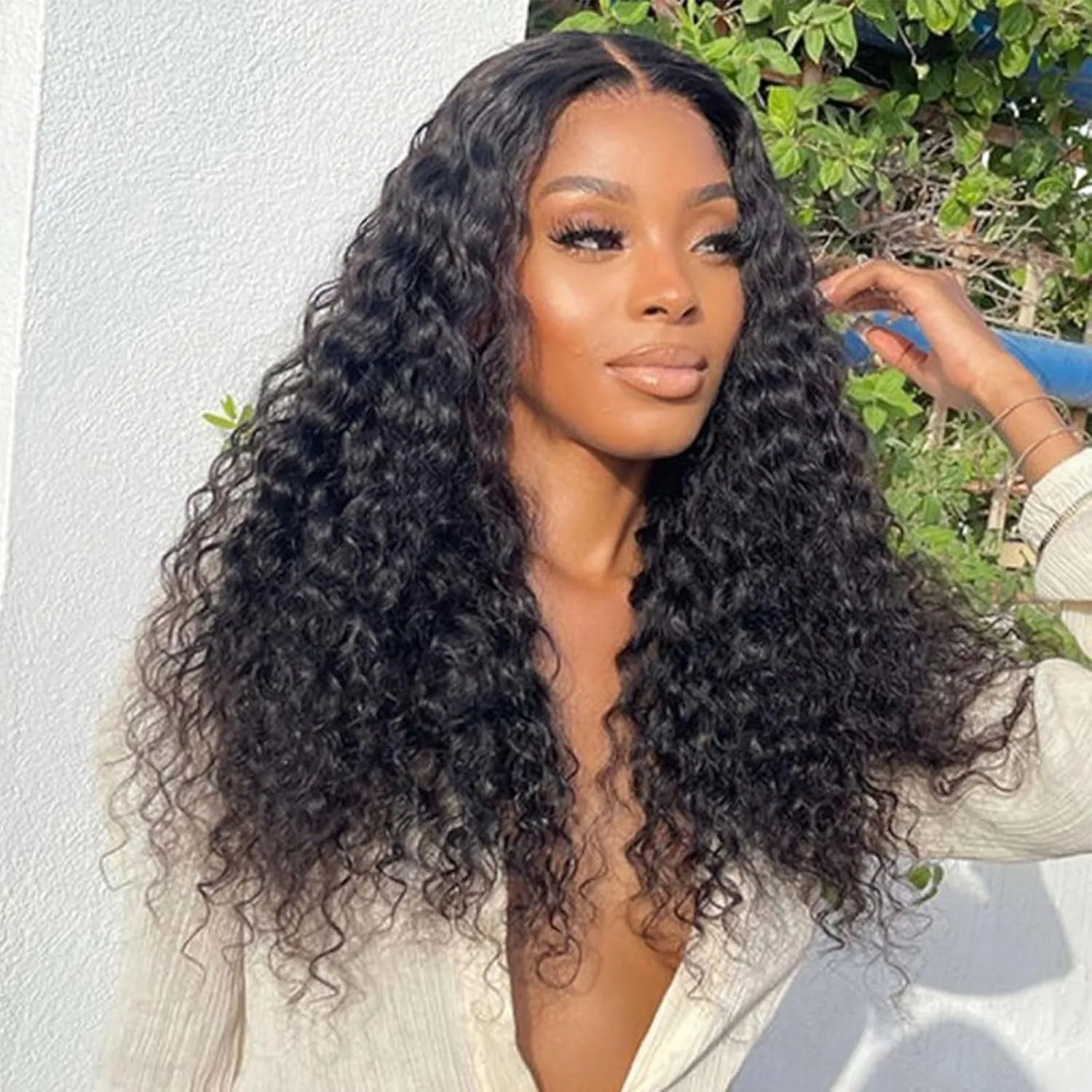 HD Frontal Deep Wave 13x6 Frontal HD Lace 13x6 Deep Wave 20 Inch Human Hair Transparent Lace Closure 100% Raw Virgin Human Hair Ear to Ear Free Part Natural Black Color