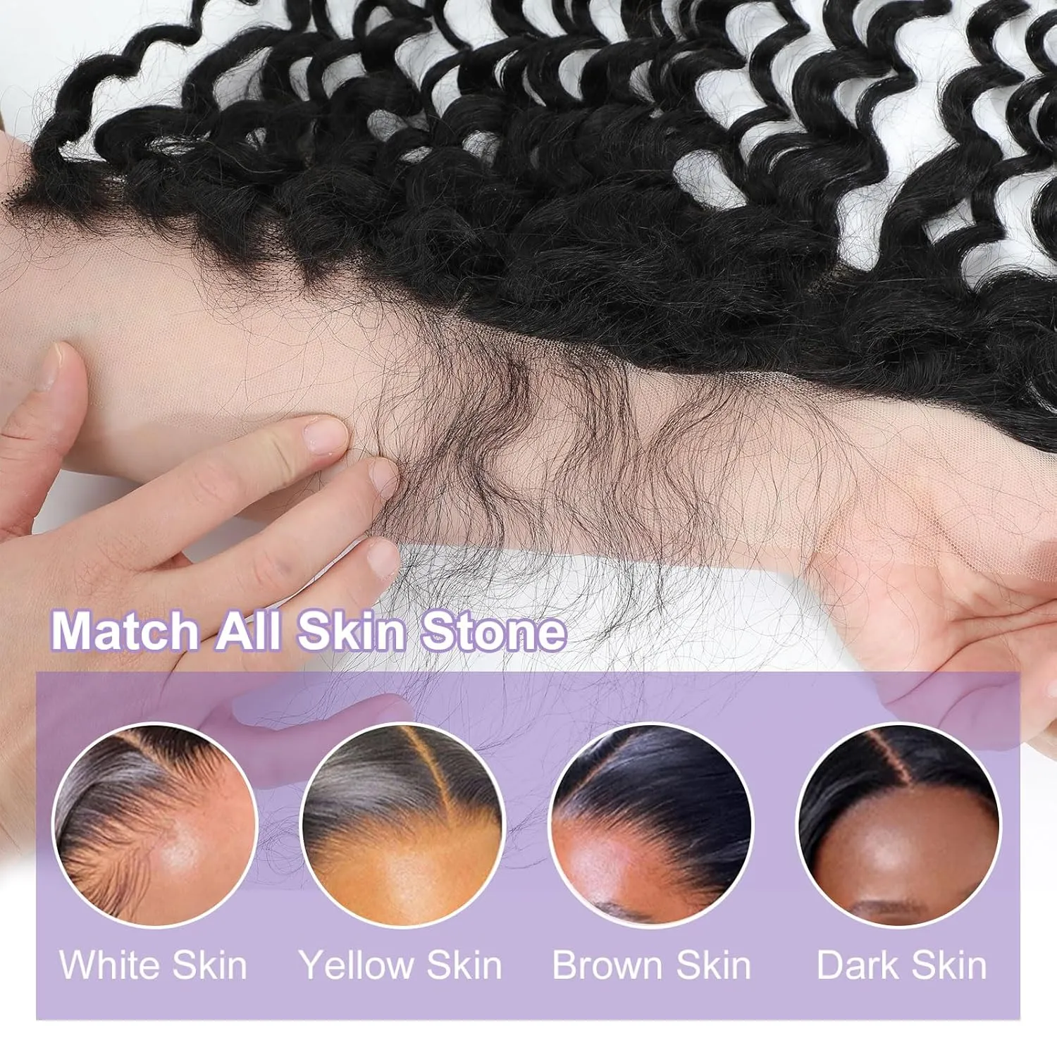 HD Frontal Deep Wave 13x6 Frontal HD Lace Deep Wave 18 Inch Human Hair Transparent Lace Closure Big Space Long Departing 100% Real Virgin Human Hair Free Part Natural Black Color