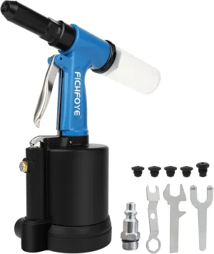 Heavy Duty Pneumatic Rivet Gun, 3916lbs Rivet Gun Set- 3/32", 1/8", 5/32", 3/16", 1/4" Air Riveter with NPT 1/4 inch for Automotive, Construction, Manufacturing Industries