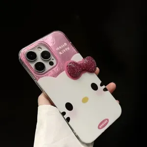 Hello Kitty iPhone Case – Diamond Bowknot with Glossy Hard Shell
