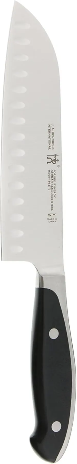 HENCKELS Forged Synergy Hollow Edge Santoku Knife, 7-inch, Black/Stainless Steel