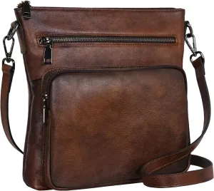 HESHE Crossbody Purses for Women Shoulder Bag Soft Leather Purse with Multi Pockets Vintage Satchel Bag Cross Body Bags