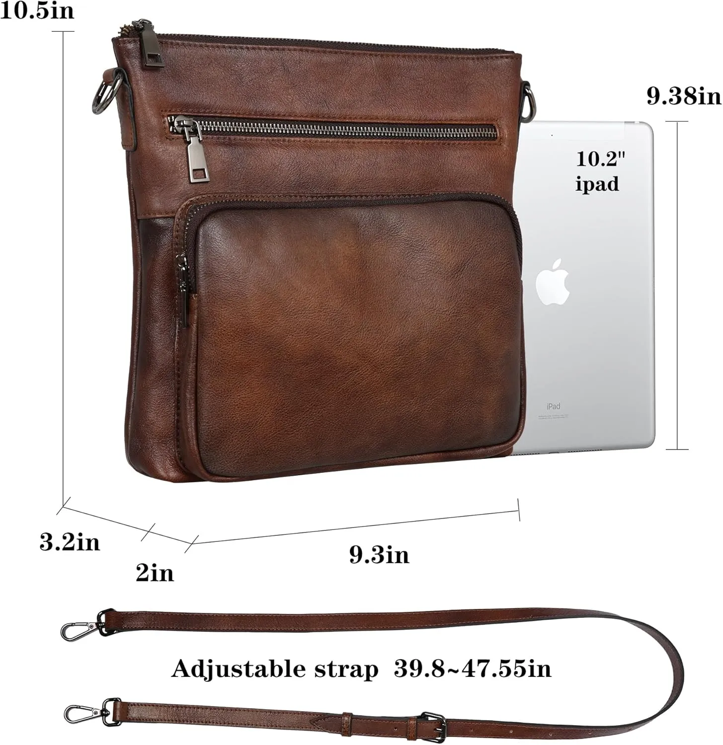 HESHE Crossbody Purses for Women Shoulder Bag Soft Leather Purse with Multi Pockets Vintage Satchel Bag Cross Body Bags