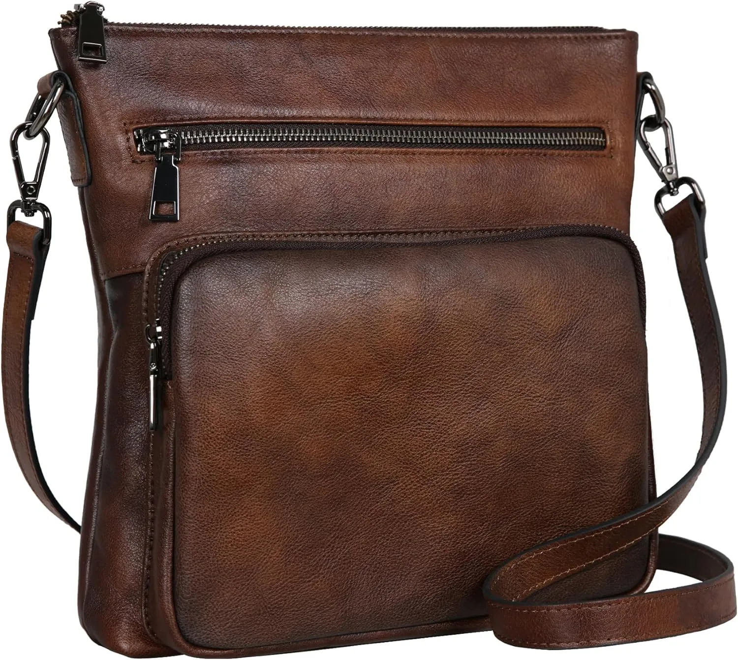 HESHE Crossbody Purses for Women Shoulder Bag Soft Leather Purse with Multi Pockets Vintage Satchel Bag Cross Body Bags