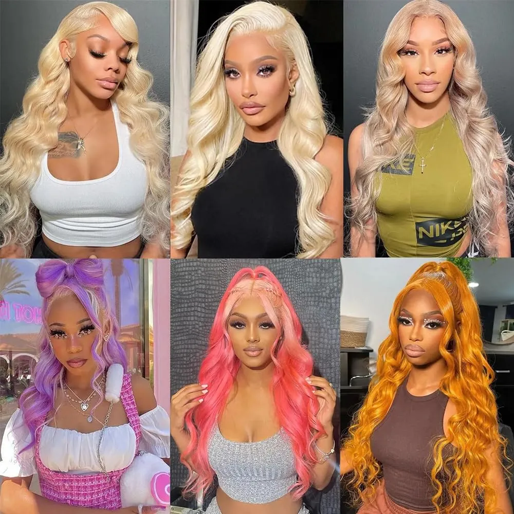 Hiar 13x4 Blonde Lace Front Wigs Human Hair 28 Inch Body Wave 613 Lace Front Wig Human Hair 180% Density Glueless 613 HD Transparent Lace Frontal Wig Human Hair Pre Plucked Wig for Women