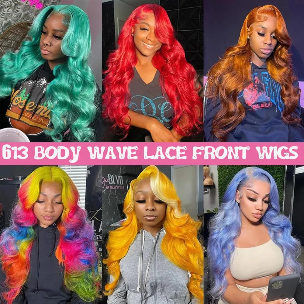 Hiar 13x4 Blonde Lace Front Wigs Human Hair 28 Inch Body Wave 613 Lace Front Wig Human Hair 180% Density Glueless 613 HD Transparent Lace Frontal Wig Human Hair Pre Plucked Wig for Women