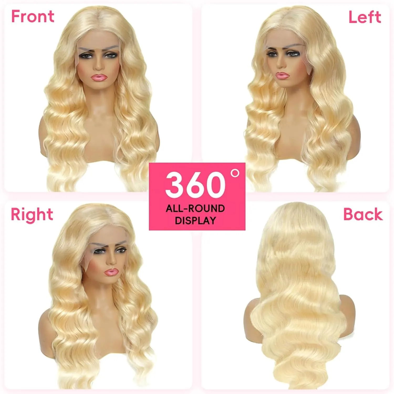 Hiar 13x4 Blonde Lace Front Wigs Human Hair 28 Inch Body Wave 613 Lace Front Wig Human Hair 180% Density Glueless 613 HD Transparent Lace Frontal Wig Human Hair Pre Plucked Wig for Women