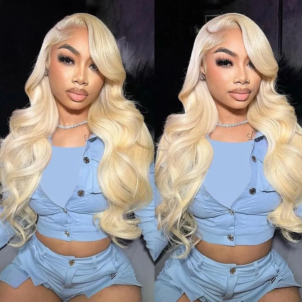 Hiar 13x4 Blonde Lace Front Wigs Human Hair 28 Inch Body Wave 613 Lace Front Wig Human Hair 180% Density Glueless 613 HD Transparent Lace Frontal Wig Human Hair Pre Plucked Wig for Women