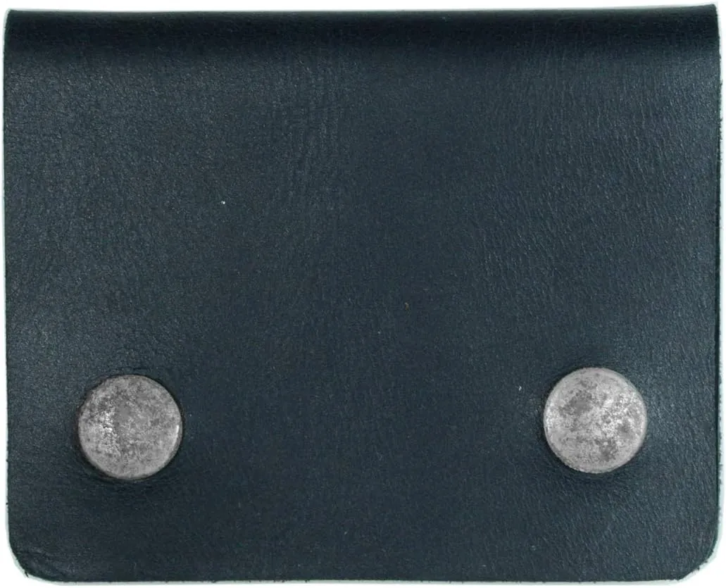 Hide & Drink, Leather Double Snap Card Holder, Holds Up to 4 Cards Plus Folded Bills, Cash Organizer, Coin Case, Accessories, Handmade :: Charcoal Black