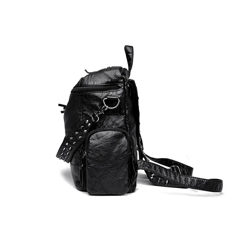 High Quality Rivet Soft Leather Backpacks for Women 2023 Fashion Luxury Ladies Shoulder Bag Large Capacity School Bags Backpack
